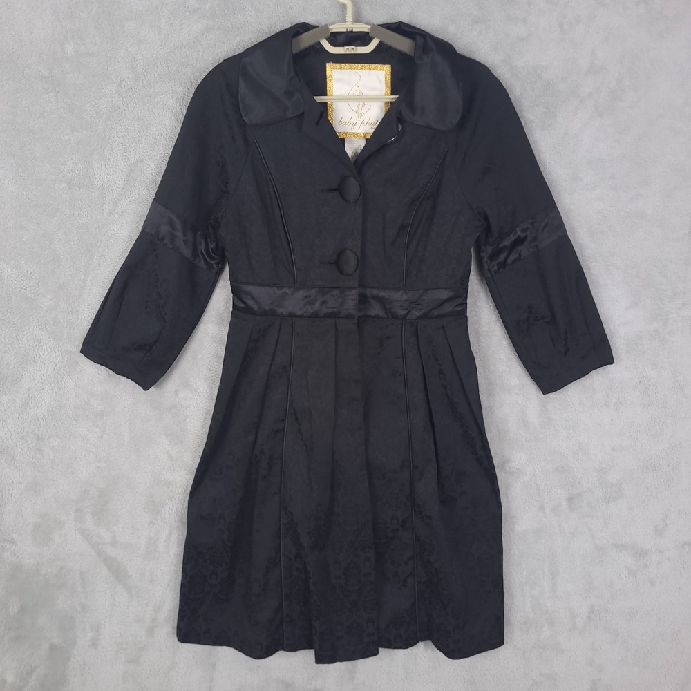 Baby Phat Y2K Black Brocade Trench Coat/dress Size Small